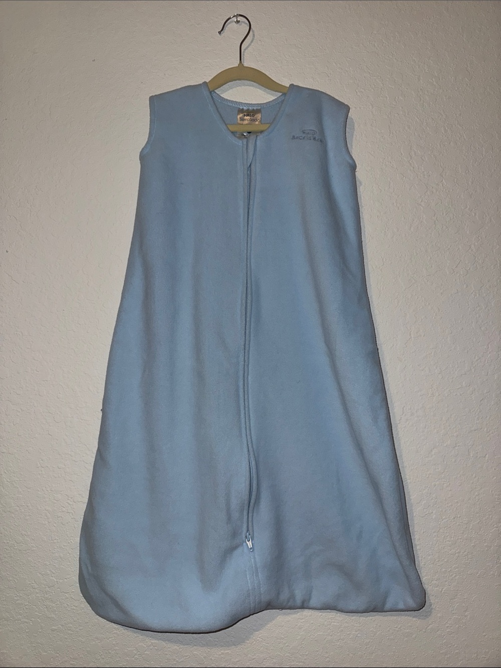 Halo Light Blue Sleeveless Fleece Sleep Sack with Front Zipper